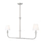 Z-Lite Tova 46" 2-Light Brushed Nickel Steel Frame White Fabric Shade Linear Chandelier