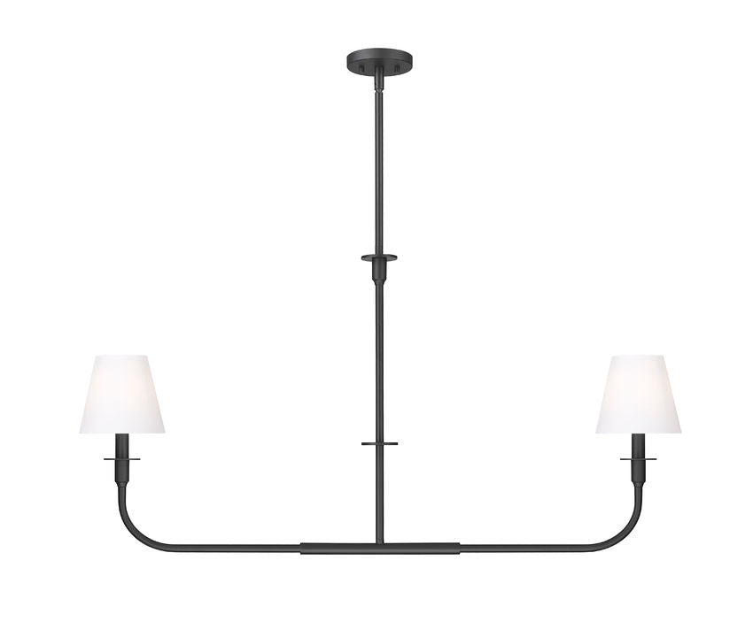Z-Lite Tova 46" 2-Light Matte Black Steel Frame White Fabric Shade Linear Chandelier