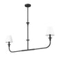 Z-Lite Tova 46" 2-Light Matte Black Steel Frame White Fabric Shade Linear Chandelier