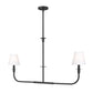 Z-Lite Tova 46" 2-Light Matte Black Steel Frame White Fabric Shade Linear Chandelier