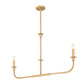Z-Lite Tova 46" 2-Light Rubbed Brass Steel Frame White Fabric Shade Linear Chandelier
