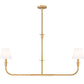 Z-Lite Tova 46" 2-Light Rubbed Brass Steel Frame White Fabric Shade Linear Chandelier