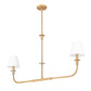 Z-Lite Tova 46" 2-Light Rubbed Brass Steel Frame White Fabric Shade Linear Chandelier