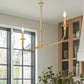 Z-Lite Tova 46" 2-Light Rubbed Brass Steel Frame White Fabric Shade Linear Chandelier