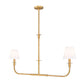 Z-Lite Tova 46" 2-Light Rubbed Brass Steel Frame White Fabric Shade Linear Chandelier