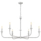Z-Lite Tova 49" 6-Light Brushed Nickel Steel Frame White Fabric Shade Chandelier