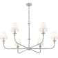Z-Lite Tova 49" 6-Light Brushed Nickel Steel Frame White Fabric Shade Chandelier