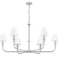 Z-Lite Tova 49" 6-Light Brushed Nickel Steel Frame White Fabric Shade Chandelier