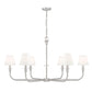 Z-Lite Tova 49" 6-Light Brushed Nickel Steel Frame White Fabric Shade Chandelier