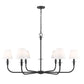 Z-Lite Tova 49" 6-Light Matte Black Steel Frame White Fabric Shade Chandelier