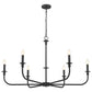 Z-Lite Tova 49" 6-Light Matte Black Steel Frame White Fabric Shade Chandelier