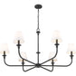 Z-Lite Tova 49" 6-Light Matte Black Steel Frame White Fabric Shade Chandelier
