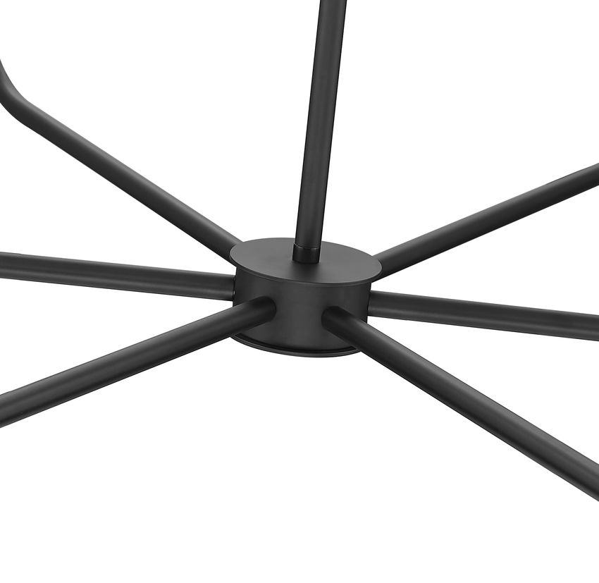 Z-Lite Tova 49" 6-Light Matte Black Steel Frame White Fabric Shade Chandelier