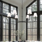Z-Lite Tova 49" 6-Light Matte Black Steel Frame White Fabric Shade Chandelier