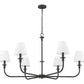 Z-Lite Tova 49" 6-Light Matte Black Steel Frame White Fabric Shade Chandelier