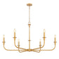 Z-Lite Tova 49" 6-Light Rubbed Brass Steel Frame White Fabric Shade Chandelier