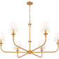 Z-Lite Tova 49" 6-Light Rubbed Brass Steel Frame White Fabric Shade Chandelier