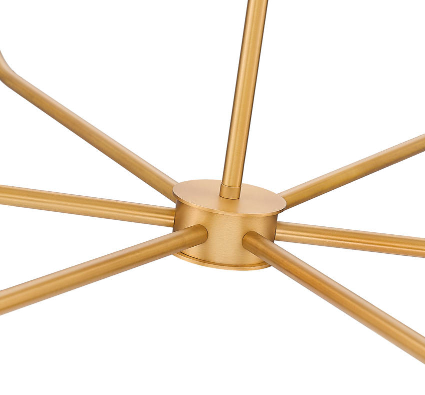 Z-Lite Tova 49" 6-Light Rubbed Brass Steel Frame White Fabric Shade Chandelier