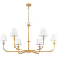 Z-Lite Tova 49" 6-Light Rubbed Brass Steel Frame White Fabric Shade Chandelier