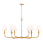Z-Lite Tova 49" 6-Light Rubbed Brass Steel Frame White Fabric Shade Chandelier