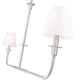 Z-Lite Tova 64" 2-Light Brushed Nickel Steel Frame White Fabric Shade Linear Chandelier