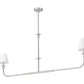 Z-Lite Tova 64" 2-Light Brushed Nickel Steel Frame White Fabric Shade Linear Chandelier
