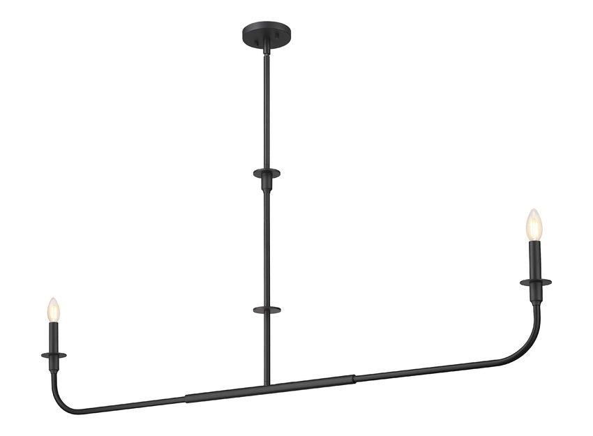 Z-Lite Tova 64" 2-Light Matte Black Steel Frame White Fabric Shade Linear Chandelier