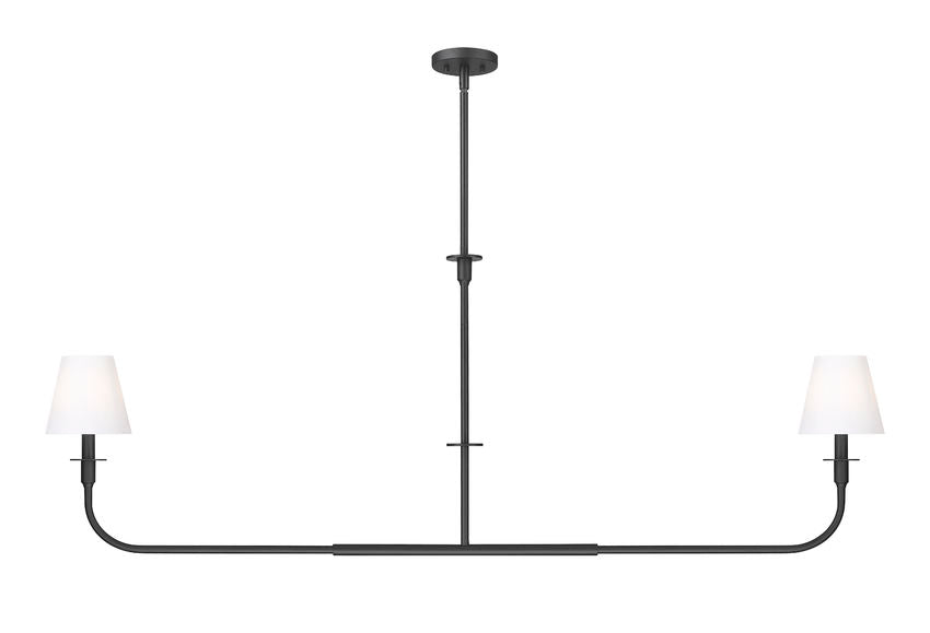 Z-Lite Tova 64" 2-Light Matte Black Steel Frame White Fabric Shade Linear Chandelier