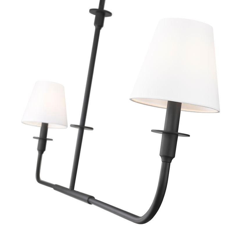 Z-Lite Tova 64" 2-Light Matte Black Steel Frame White Fabric Shade Linear Chandelier