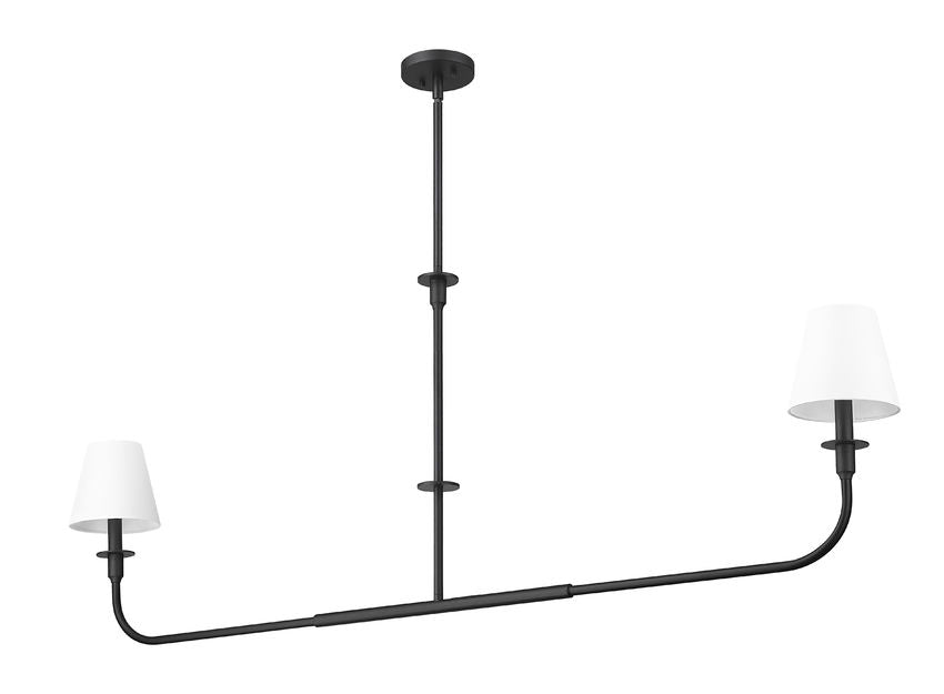 Z-Lite Tova 64" 2-Light Matte Black Steel Frame White Fabric Shade Linear Chandelier