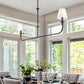 Z-Lite Tova 64" 2-Light Matte Black Steel Frame White Fabric Shade Linear Chandelier