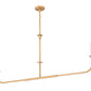 Z-Lite Tova 64" 2-Light Rubbed Brass Steel Frame White Fabric Shade Linear Chandelier
