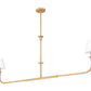 Z-Lite Tova 64" 2-Light Rubbed Brass Steel Frame White Fabric Shade Linear Chandelier