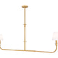 Z-Lite Tova 64" 2-Light Rubbed Brass Steel Frame White Fabric Shade Linear Chandelier