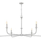 Z-Lite Tova 66" 6-Light Brushed Nickel Steel Frame White Fabric Shade Chandelier