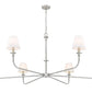 Z-Lite Tova 66" 6-Light Brushed Nickel Steel Frame White Fabric Shade Chandelier