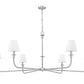 Z-Lite Tova 66" 6-Light Brushed Nickel Steel Frame White Fabric Shade Chandelier