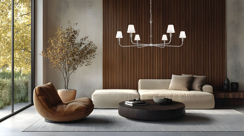 Z-Lite Tova 66" 6-Light Brushed Nickel Steel Frame White Fabric Shade Chandelier
