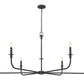 Z-Lite Tova 66" 6-Light Matte Black Steel Frame White Fabric Shade Chandelier