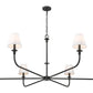 Z-Lite Tova 66" 6-Light Matte Black Steel Frame White Fabric Shade Chandelier