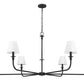 Z-Lite Tova 66" 6-Light Matte Black Steel Frame White Fabric Shade Chandelier