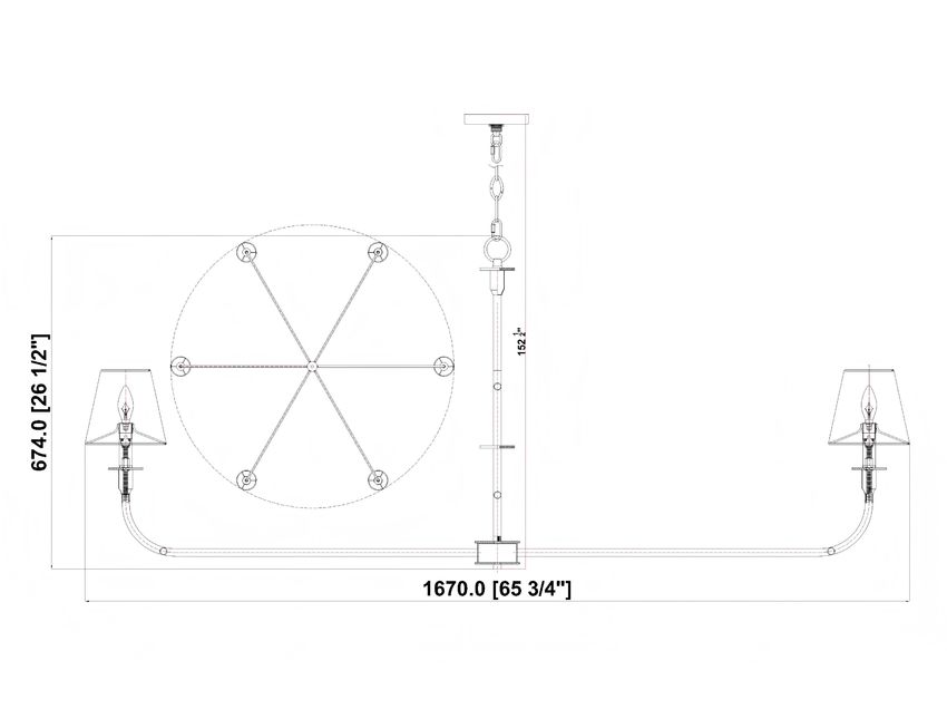 Z-Lite Tova 66" 6-Light Matte Black Steel Frame White Fabric Shade Chandelier