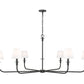 Z-Lite Tova 66" 6-Light Matte Black Steel Frame White Fabric Shade Chandelier
