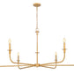 Z-Lite Tova 66" 6-Light Rubbed Brass Steel Frame White Fabric Shade Chandelier