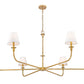 Z-Lite Tova 66" 6-Light Rubbed Brass Steel Frame White Fabric Shade Chandelier