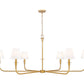 Z-Lite Tova 66" 6-Light Rubbed Brass Steel Frame White Fabric Shade Chandelier