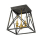 Z-Lite Trestle 11" 3-Light Matte Black and Olde Brass Steel Flush Mount Lighting