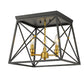 Z-Lite Trestle 14" 3-Light Matte Black and Olde Brass Steel Flush Mount Lighting