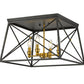 Z-Lite Trestle 18" 4-Light Matte Black and Olde Brass Steel Flush Mount Lighting