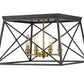 Z-Lite Trestle 18" 4-Light Matte Black and Olde Brass Steel Flush Mount Lighting